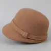 Chapéu balde de lã estilo britânico para mulheres, elegante e versátil para outono e inverno, quente e chique, adequado para looks equestres e de pescador