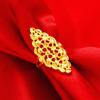 Anillo de oro de imitación para mujer, chapado en oro de latón y arena vietnamita, con diseño creativo de flores y abertura grande.