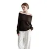 Otoño 2026 Nuevo Estilo Coreano Moda Versátil Un Hombro Tejido de Canalé Estilo Perezoso Suave y Cómodo Prendas de Punto para Mujer