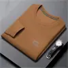 Moletom Waffle Gola Redonda Masculino Primavera Fino Camiseta de Manga Longa Gola Redonda 2023 Novo Top Básico