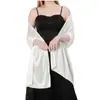 Xale de Cetim Seda Casamento Vestido de Noite Feminino Lenço Casamento Feminino Festa Elegante Xale de Tecido Macio