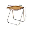 Mesa de centro dobrável pequena transparente, mesa lateral simples para sofá de lazer em casa, mesinha de varanda, mesa lateral de quarto nórdica de luxo leve