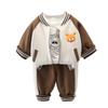 2024 primavera novo beisebol uniforme zíper casual outwear terno de moda infantil outono meninos e meninas terno de três peças