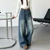 Pantalones para niñas, pantalones de mezclilla de otoño, nuevo estilo 2026, colección de primavera y otoño para niños, pantalones rectos holgados, pantalones casuales de pierna ancha, estilo coreano