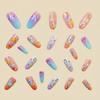 Manicura de Forma Almendrada de Longitud Media Año Nuevo Primavera y Verano Manicura de Moda Manicura de Rayas Difuminadas de Flores Coloridas Parches
