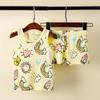 Conjunto de Dos Piezas de Malla de Verano para Bebés, Ropa Infantil de Algodón Fina y Transpirable sin Mangas, Pantalones Cortos para Niños y Niñas, Conjunto de Chaleco Infantil