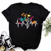 Comercio exterior Camiseta de verano para mujer con estampado de notas musicales manga corta suministro mayorista de ropa para mujer