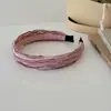 Diadema de Tela Plisada Ancha Estilo Coreano para Mujer, Sensación de Alta Gama, Diadema Alta para la Parte Superior del Cráneo, Pasador de Uso Diario Primavera y Verano, Accesorio para el Cabello Versátil