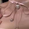 Collar Cinturón de Amor Cinta Rosa Verano gargantilla Cadena para el Cuello Apilada para Usar Decoración Nicho Lujo Ligero Cadena Clavicular