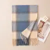 Cachecol xadrez estilo academia feminino atmosfera de inverno franja macio e fofo xale presente para amigos xadrez quadrado cachecol longo