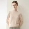 Suéter de cachemira para mujer % cachemira pura de cabra, nuevo otoño e invierno cuello redondo color liso jersey capa base suéter cálido, negro