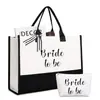 Bestseller transfronterizo de Amazon y AliExpress Bolsa de lona BRIDE Vibes blanco y negro bolsa de maquillaje para novias y bodas