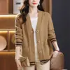 Nuevo cárdigan de punto para otoño e invierno para mujer, holgado y grueso, moderno y versátil, adecuado para madres, chaqueta suéter de primavera y otoño para mujer
