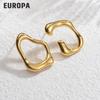 Pendientes retro de acero de titanio europeo y americano para otoño e invierno de alta calidad, lujo ligero de acero inoxidable, personalidad elegante, pendientes de oro de 18 quilates para mujer, al por mayor