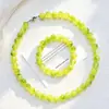 Collar con Cadena para Clavícula y Juego de Pulsera con Diseño de Piedra de Cuarzo Verde de Alta Calidad Hada de Verano