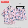 Camisa de Flores Hawaianas Traje de Playa Verano Delgado Sanya Viaje Pareja Hombre y Mujer Talla Grande Pantalones Casuales Sueltos