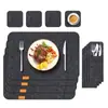 Set de Posavasos de Fieltro, Bolsita para Cubiertos, Mantel Protector Aislante Absorbente de Agua para Mesa de Comedor, Logo Imprimible