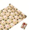 Papel de Regalo Navideño Tamaño Grande Ecológico Papel Kraft Amarillo Papel de Regalo Navideño Cuadros Rojos Cabeza de Reno Patrón de Copo de Nieve