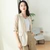 Tencel terno pequeno mulheres primavera e verão novo fino único peito champanhe cor terno colar solto casual terno de manga curta