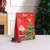 Bolso de mano con lazo Bolsa de regalo de Navidad Bolsa de papel kraft con cierre de solapa Bolsa de regalo de papel al por mayor