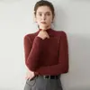 Suéter de Cachemira a Rayas de Cuello Medio Alto para Mujer, Otoño e Invierno, Ajustado, Capa Base, Agradable al Tacto, Cómodo, Tejido Ajustado, Tejido