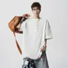 Camiseta Casual de Manga Corta con Cuello Henley para Hombre, Estilo 'Old Money' Veraniego 2026, Ajuste Holgado Vintage, Texturizada Versátil