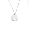 Collar Colgante de Disco con Letra Inglesa Hueca de Acero Inoxidable Popular Europeo y Americano Cadena de Clavícula de Pareja Moderna y Versátil