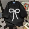 Camiseta Divertida Estilo Coreano com Estampa de Laços Manga Curta 2026 Novo Estilo de Verão Top Oversize Estilo Preguiçoso
