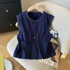 Camisa sin mangas bordada retro juvenil, nuevo estilo verano 2025, top elegante de corte holgado