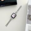 Pulseira de Metal para Relógio com Corrente de Diamantes e Contas Adequada para Apple Watch 9 10 11 Huawei Fit5 Xiaomi Redmi Pulseira Cravejada de Diamantes