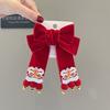 Danza del León Estilo Chino Princesa Lazo Grande Accesorio para el Cabello Adorno de Año Nuevo Rojo Campana Infantil Pasador Pinza Superior Tocado