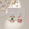 Pendientes navideños de diamantes con dibujos animados, transfronterizos europeos y americanos, pendientes asimétricos de alta gama para mujer, decoraciones navideñas