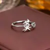 Anillo de Plata de Ley 925 100 Apellidos Familiares Apellido Familiar Anillo para Mujer Nuevo Amor Diseño de Nicho Sentido Anillo de Dedo Abierto Todo-partido Regalo
