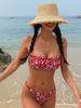 Traje de baño para mujer de alta gama estilo puro deseo bikini floral dividido estilo ins traje de baño sin tirantes para aguas termales