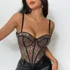 Sujetador Cruzado Sexy con Estampado de Leopardo y Patchwork con Tirantes, Sensación de Alta Gama, Hermoso Diseño en la Espalda, Malla Transpirable, Corsé de Ballena para Usar como Prenda Exterior