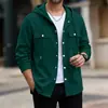 Chamarra con capucha de punto gofre para hombre, nueva de otoño, transfronteriza, color liso casual, top de doble bolsillo abierto al frente, venta al por mayor