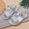 Sandalias de Nuevo Estilo para Niñas, Zapatos Casuales de Color Sólido para Bebés, Zapatos de Playa Tejidos para Niños, Sandalias Transpirables al por Mayor, Dropshipping