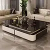 Mesa de Centro de Luxo Leve para Sala de Estar, Novo Modelo para Apartamentos Pequenos, Mesa de Chá Moderna de Vidro de Alta Qualidade com Design de Camada Dupla