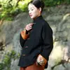 Chaqueta de Algodón Estampada Xiangyunsha con Parches Jacquard de Fénix en Seda y Lino Nueva para Mujer Zhi Shuangshu R211166