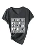 ¡Cuidado, NO soy un sitio independiente de Amazon Ebay de Moda Personalidad Camiseta de Manga Corta con Cuello en V para Mujer Comercio Exterior