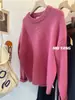 Suéter de Tricô Aveludado Macio e Ceroso com Estampa de Guaxinim para Mulheres no Inverno, Gola Alta, Tricô de Lã Preguiçoso e Solto, Camada Base Interna