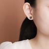 Pendientes Yuebao de plata de ley S925 bañados en oro con esmeralda vintage, esmalte nacional, margaritas, cuentas redondas, pequeños y frescos.