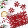 Amazon Natal Feltro Jogo Americano Porta-Copos Floco de Neve Tapetes Isolantes Mesa de Jantar Doméstica Feliz Natal Copos