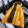 Jaqueta externa três em um para homens e mulheres, conjunto de duas peças destacável de plumas e fleece, roupa de trabalho quente para outono e inverno