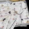 Pijama de Algodão Nuvem para Mulheres Primavera e Outono Novo Desenho Animado Fofo Calça de Manga Longa Conjunto de Roupa de Casa para Dormitório Estudantil Transfronteiriço