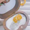 Tienda de Oro Mismo Estilo Chapado en Oro Vintage Lujo Ligero Tejido de Encaje Anillo Grande con Diamante y Pendientes para Mujer, Anillo de Nuevo Diseño