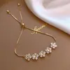 Pulsera con Diseño de Pétalo Micro-Pavimentada con Circonita Chapada en Oro Real de 14K Estilo Coreano Popular Estilo Genial Simple Pulsera para Mejor Amiga
