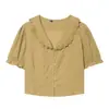 Comércio Exterior Transfronteiriço Roupas Femininas Verão 2026 Novo Produto Europeu e Americano Estilo Francês Bordada Gola Redonda Pequena Manga Curta Camisa 7200062