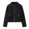 Amazon Transfronterizo Otoño 2024 Nuevo Joker Lana Suave Solapa Bolsillo Cremallera Abrigo Chaqueta para Mujer