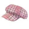 Sombrero Octagonal a Cuadros Estilo Japonés para Mujer, Boina de Artista Newsboy Retro Británico Otoño e Invierno, Gorra de Pico Versátil de Moda Versión Coreana